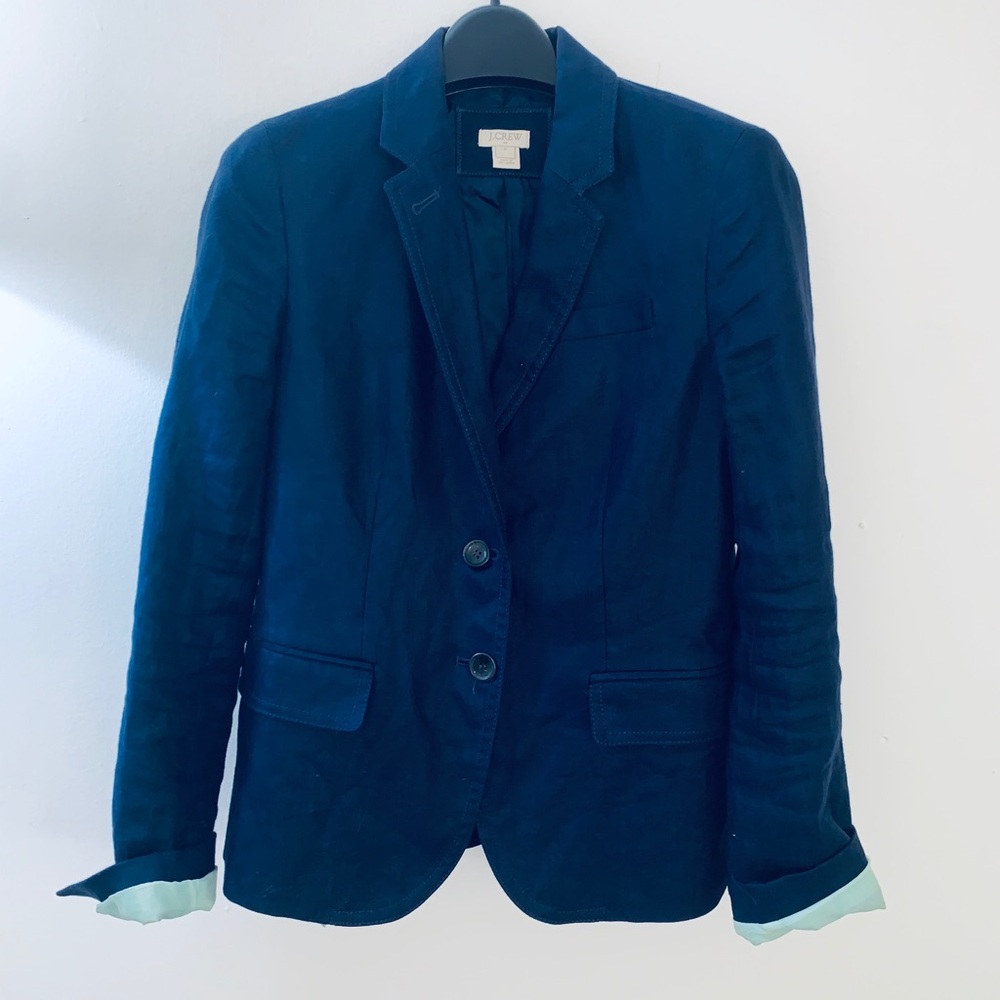 Women’s Navy Blue Linen Blazer